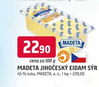 MADETA JIHOČESKÝ EIDAM SÝR 45% tuku, 100g