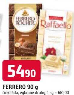 FERRERO 90 g čokoláda, vybrané druhy