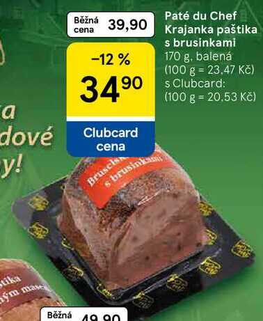 Paté du Chef Krajanka paštika s brusinkami, 170 g, balená  