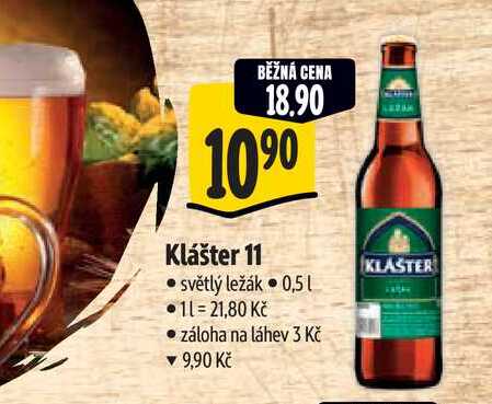  Klášter 11 světlý ležák 0,51  