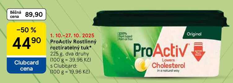 ProActiv Rostlinný roztíratelný tuk, 225 g, dva druhy 