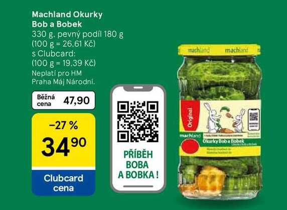 Machland Okurky Bob a Bobek, 330 g. pevný podíl 180 g 