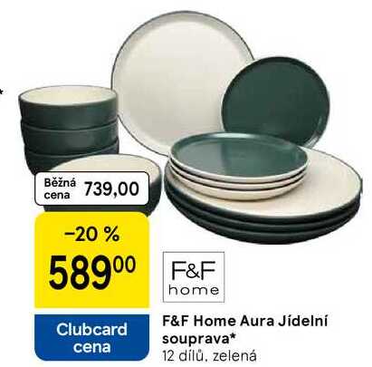 F&F Home Aura Jídelní souprava, 12 dílů, zelená 