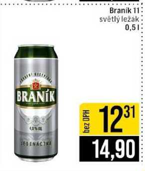 Braník 11 světlý ležák plech 0,5 l