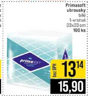 Primasoft ubrousky bílé 1-vrstvé 33x33 cm 100 ks 
