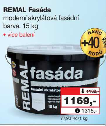 REMAL Fasáda moderní akrylátová fasádní barva, 15 kg