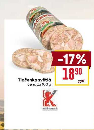 Tlačenka světlá cena za 100 g 