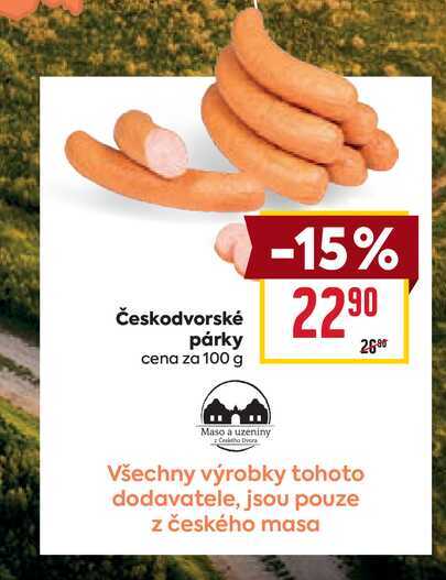 Českodvorské párky cena za 100 g