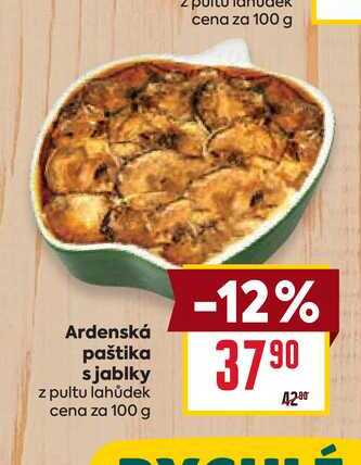 Ardenská paštika s jablky z pultu lahůdek cena za 100 g 
