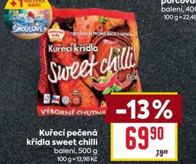 Kuřecí pečená křídla sweet chilli balení, 500 g 