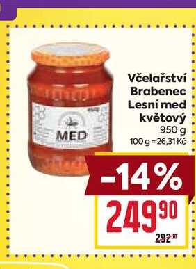 Včelařství Brabenec Lesní med květový 950 g