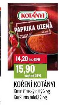 KOŘENÍ KOTÁNYI Kmín římský celý 25g, Kurkuma mletá 35g 