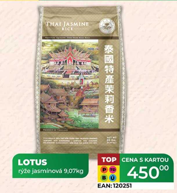 LOTUS rýže jasmínová 9,07kg 