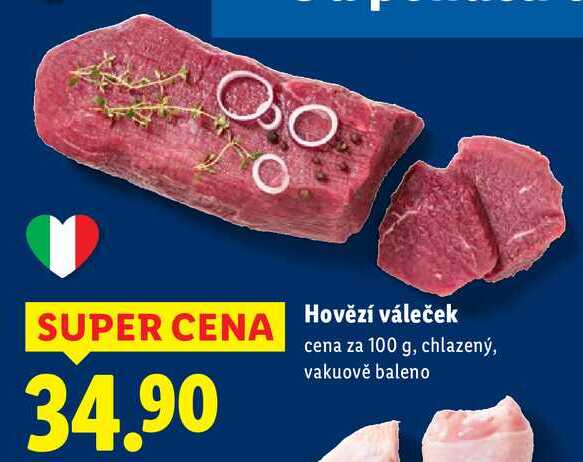 Hovězí váleček, cena za 100 g