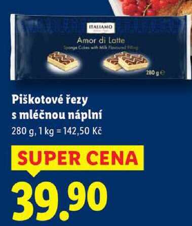 Piškotové řezy s mléčnou náplní, 280 g