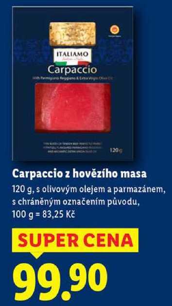Carpaccio z hovězího masa, 120 g