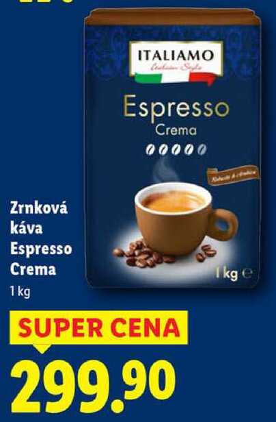 Zrnková káva Espresso Crema, 1 kg