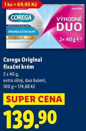 Corega Original fixační krém, 2x 40 g Lidl