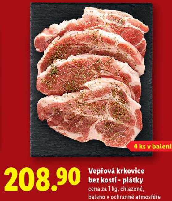 Vepřová krkovice bez kosti - plátky, cena za 1 kg