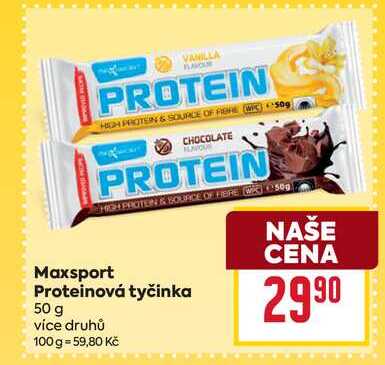 MaxSport Proteinová tyčinka 50g, vybrané druhy