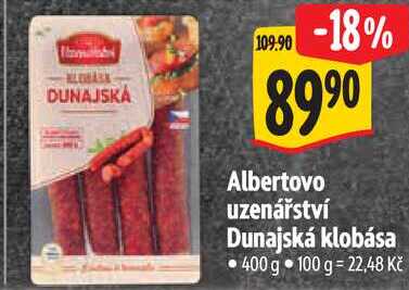 Albertovo uzenářství Dunajská klobása, 400 g