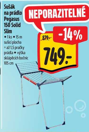 Sušák na prádlo Pegasus 150 Solid Slim 