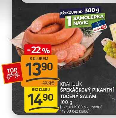 ŠPEKÁČKOVÝ PIKANTNÍ TOČENÝ SALÁM 100 g 