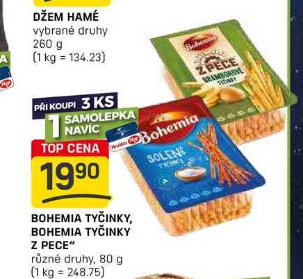 BOHEMIA TYČINKY, BOHEMIA TYČINKY Z PECE" různé druhy, 80 g