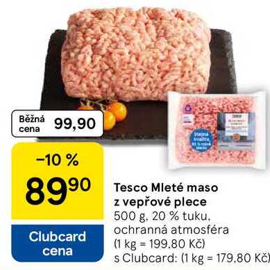 Tesco Mleté maso z vepřové plece, 500 g 