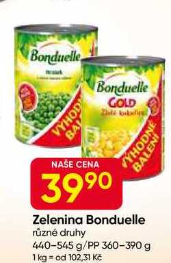 Bonduelle různé druhy 440-545 g/PP 360-390 g 