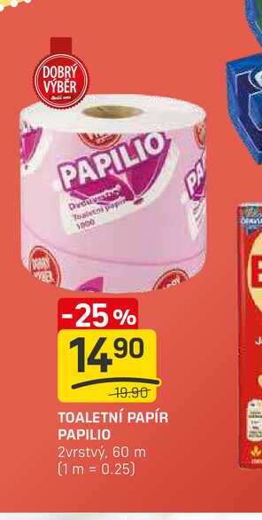 TOALETNÍ PAPÍR PAPILIO 2vrstvý, 60 m 