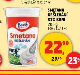 SMETANA KE ŠLEHÁNÍ 31% BONI, 200 g 