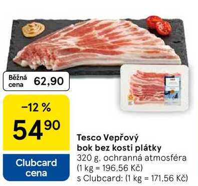 Tesco Vepřový bok bez kosti plátky, 320 g 