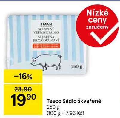 Tesco Sádlo škvařené, 250 g 