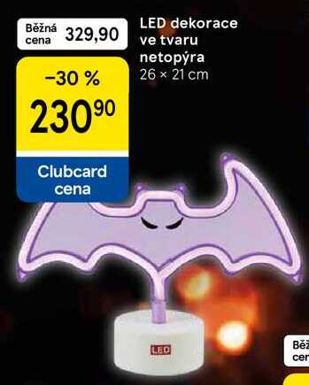 LED dekorace ve tvaru netopýra, 26 x 21 cm 23090 