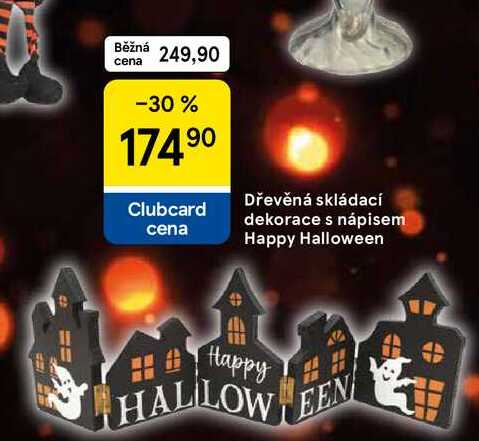 Dřevěná skládací dekorace s nápisem Happy Halloween 
