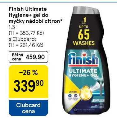 Finish Ultimate Hygiene+ gel do myčky nádobí citron, 1.3 l