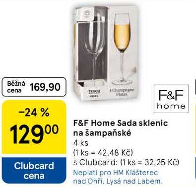 F&F Home Sada sklenic na šampaňské, 4 ks