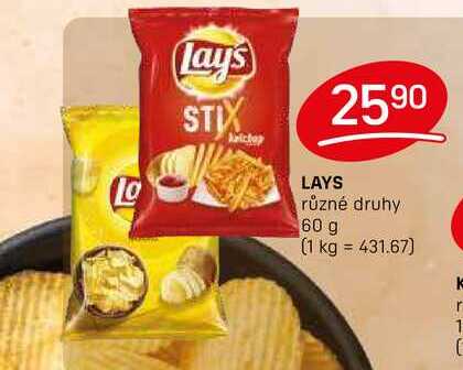 LAYS různé druhy 60 g 