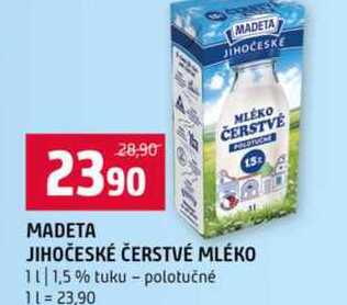 MADETA JIHOČESKÉ ČERSTVÉ MLÉKO 1 l