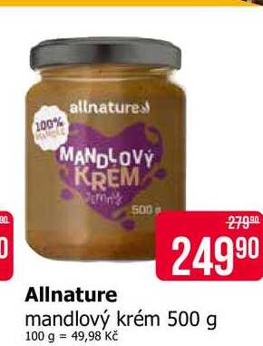 Allnature mandlový krém 500 g 