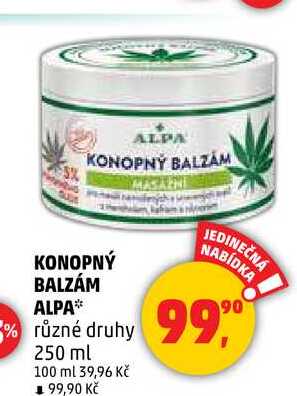 KONOPNÝ BALZÁM ALPA, 250 ml 