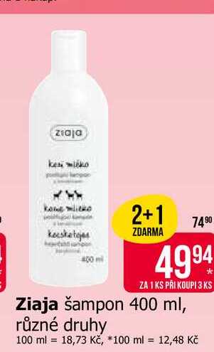 Ziaja šampon 400 ml, různé druhy 