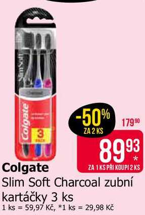 Colgate Slim Soft Charcoal zubní kartáčky 3 ks