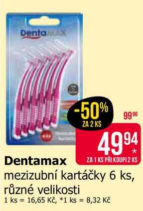 Dentamax mezizubní kartáčky 6 ks, různé velikosti 