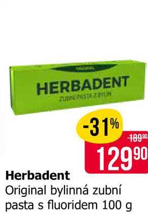 Herbadent Original bylinná zubní pasta s fluoridem 100 g 
