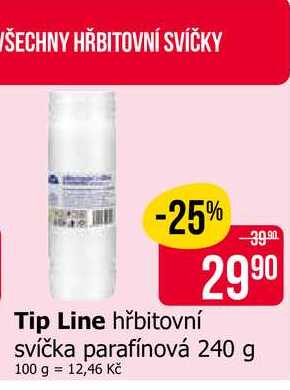 Tip Line hřbitovní svíčka parafínová 240 g 