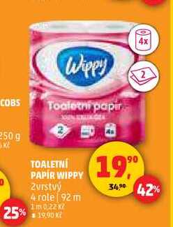 TOALETNÍ PAPÍR WIPPY, 4 role 