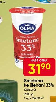 OLMA Smetana ke šlehání 33% čerstvá 200 g
