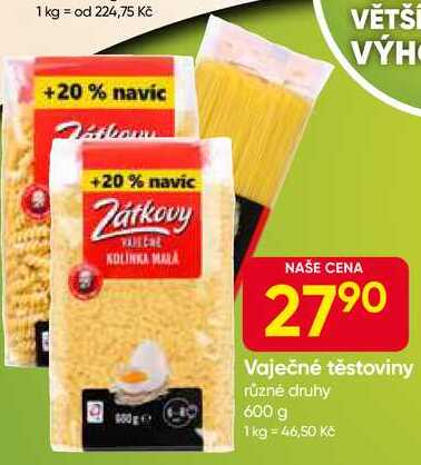 Zátkovy vaječné těstoviny 600g, vybrané druhy
